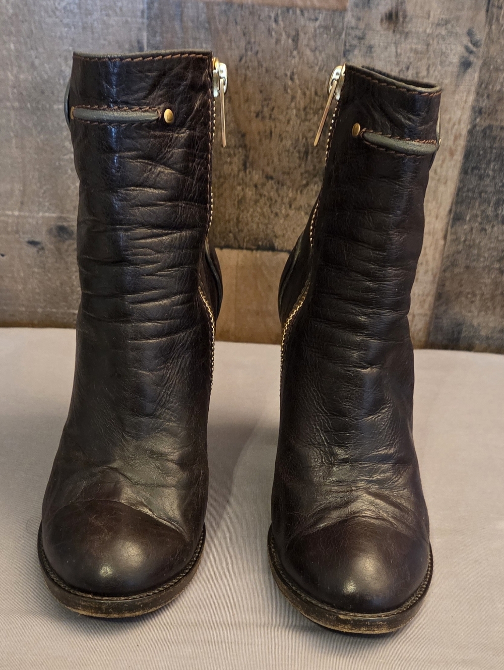 Chloe Tania Brown Leather Ankle Boots Size 7.5 - Picture 3 of 9